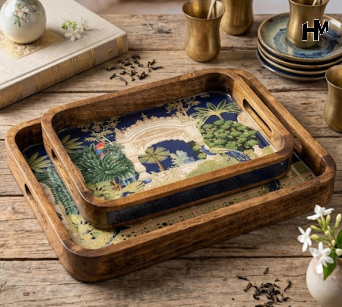 Heritage Mangowood Tray Set (Set of 2)