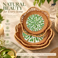 Rattan Cane tray set of 3