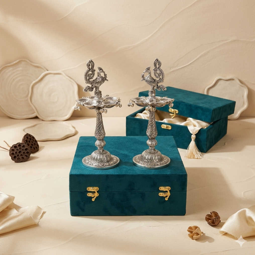 German silver Peacock samayi set